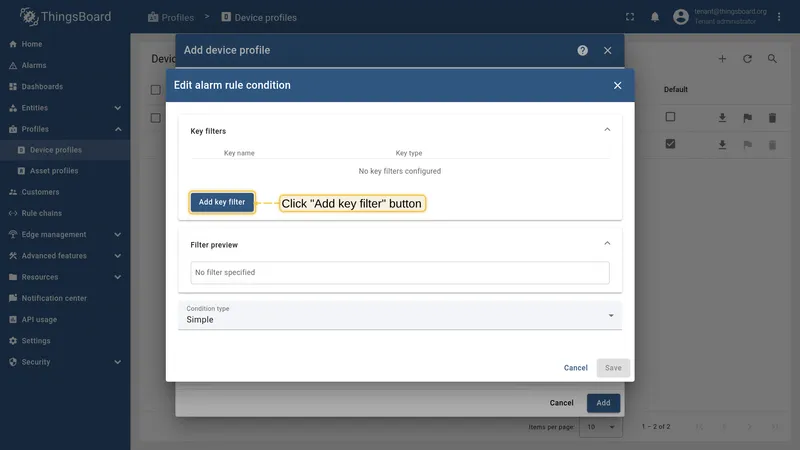 Add key filter