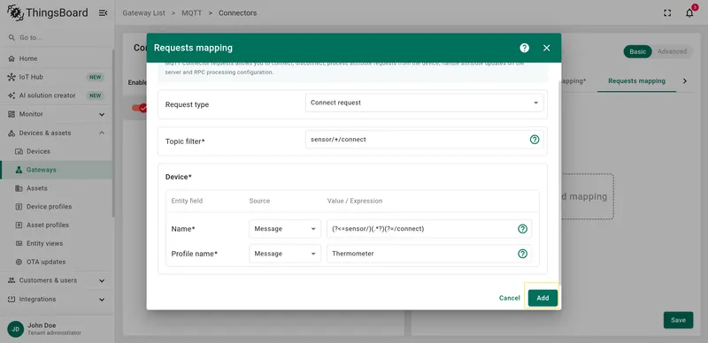 Save connect request changes