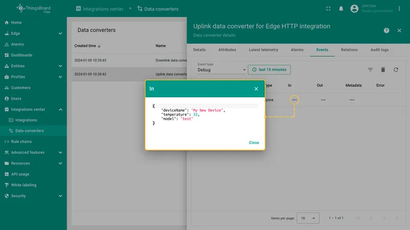 Converter In message — raw HTTP payload
