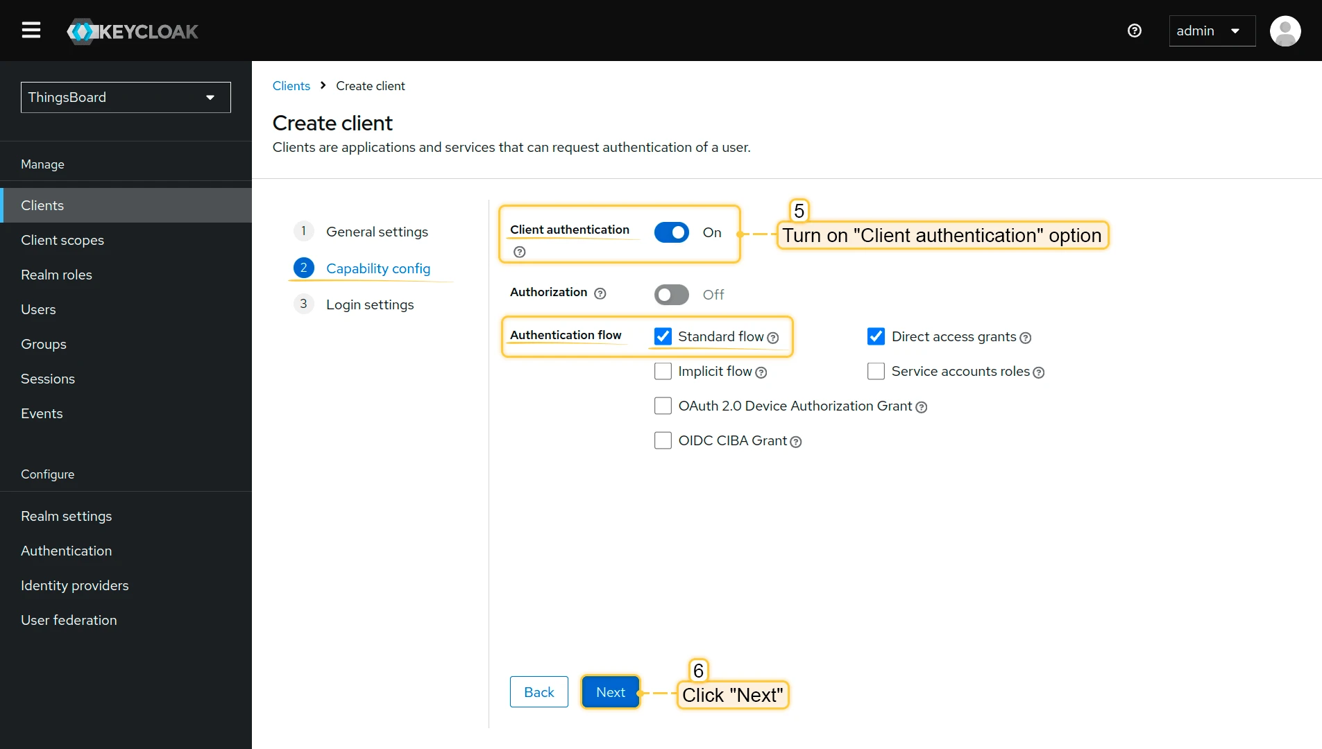 Keycloak client capabilities