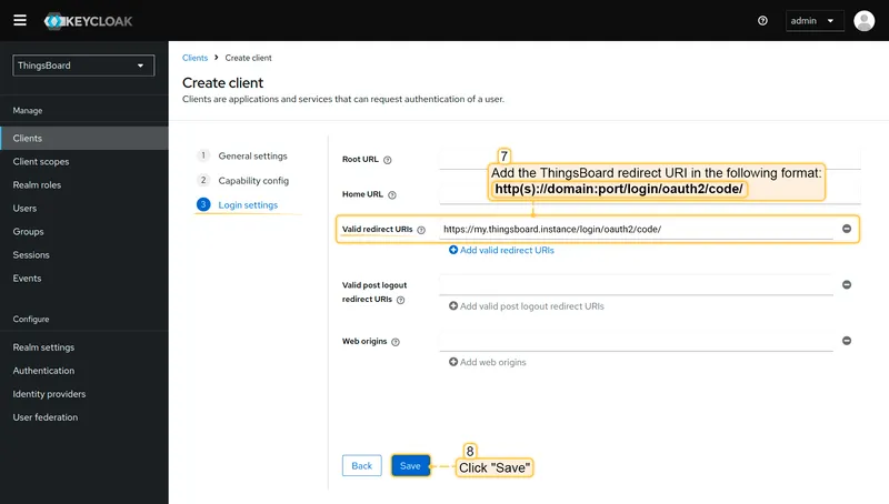Keycloak valid redirect URIs