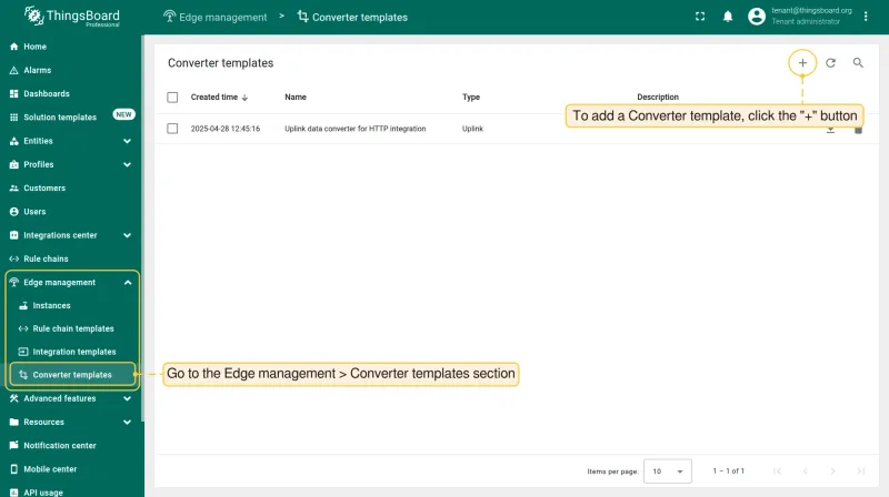Create Converter template — step 1