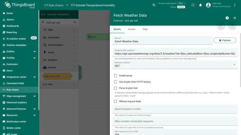 Fetch Weather Data REST API configuration