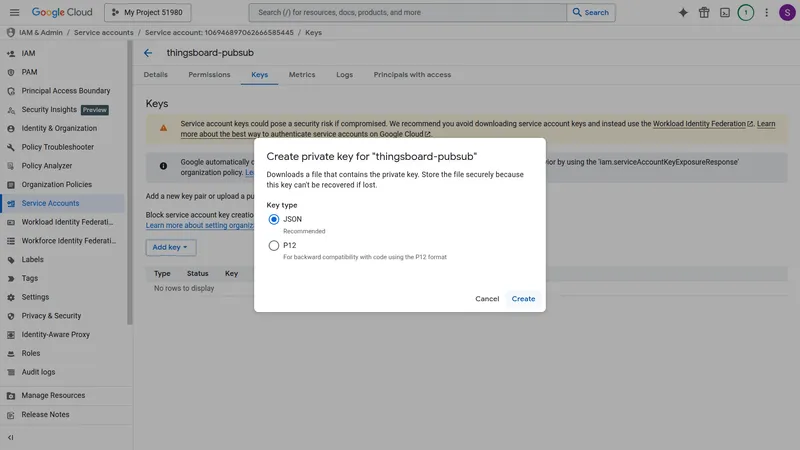 Private key saved to computer confirmation dialog