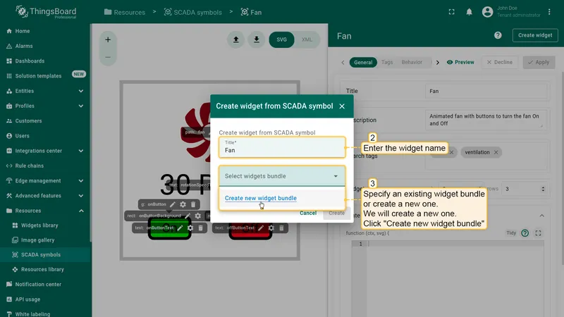 Create widget step 2