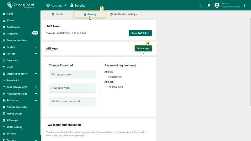 Security tab