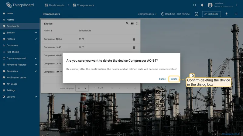 Delete confirmation dialog