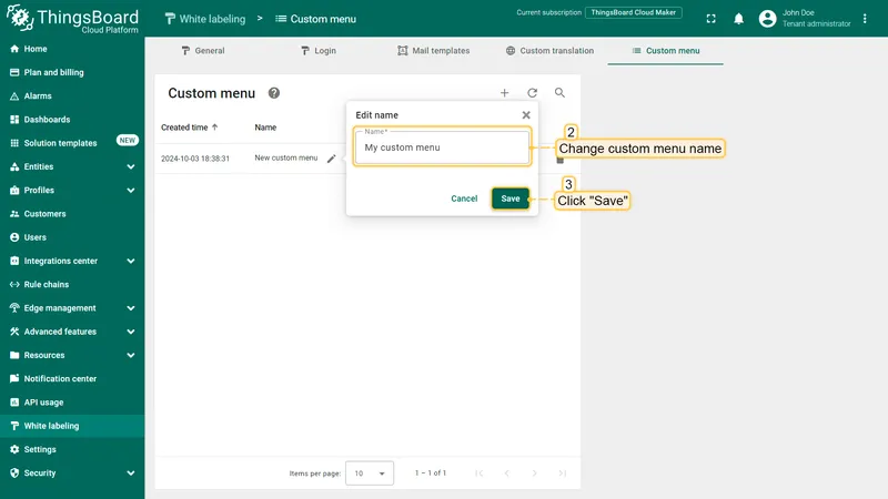 Change name and save