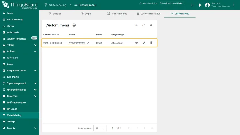 Custom menu renamed