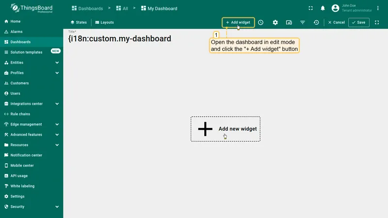 Open dashboard in edit mode