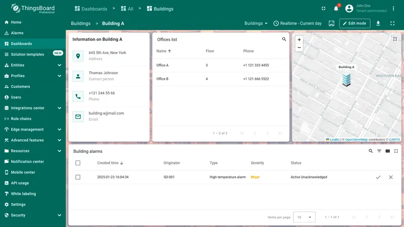 Building state with building alarms