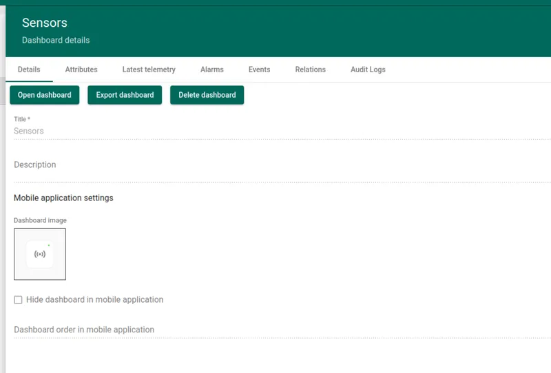 Dashboard details edit form