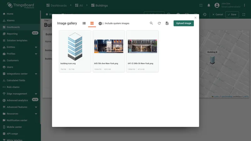 Manage layouts dialog — Layout settings icon