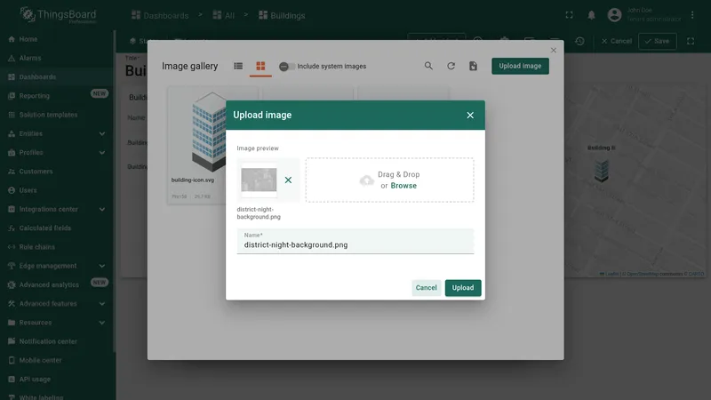 Layout settings — Background image section