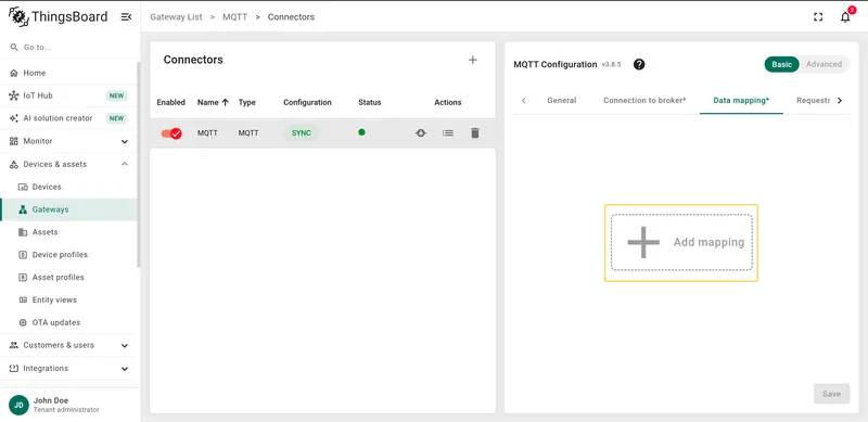 Click the + Add mapping button