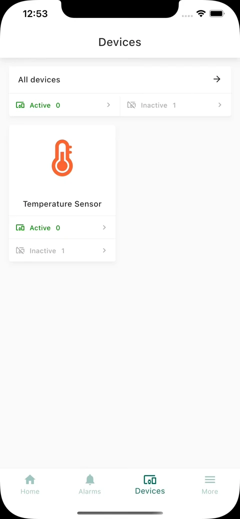Device details dashboard in mobile app
