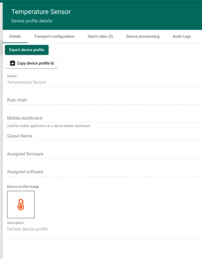 Device profile details edit form
