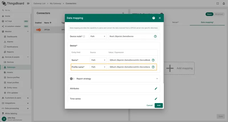 Enter absolute path for device profile