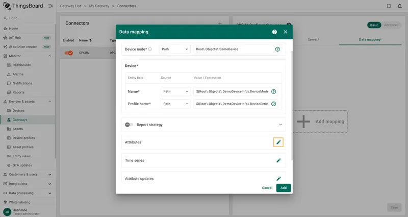 Click on the pencil icon next to the Attributes section