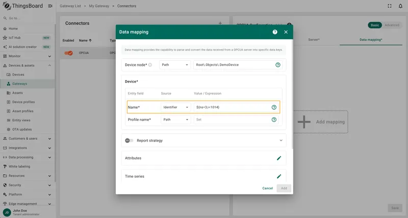 Enter identifier for device name