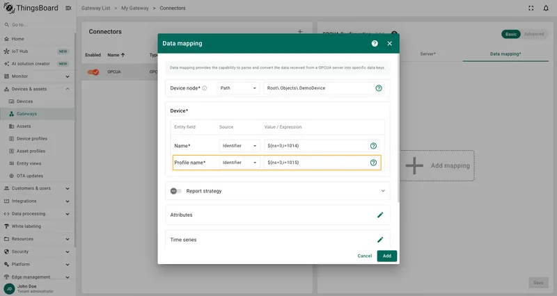 Enter identifier for device profile