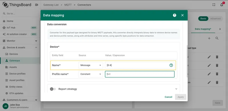 Configure Device Name using slices