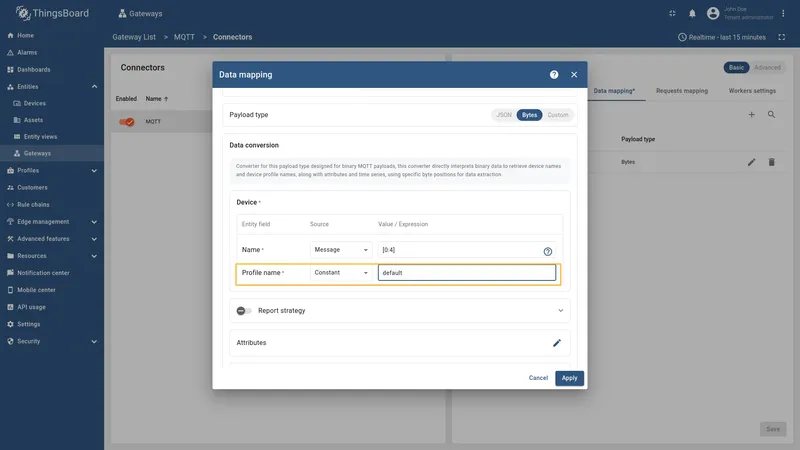 Configure Profile name as Constant default