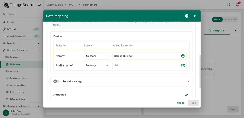 Configure Device Name from Message