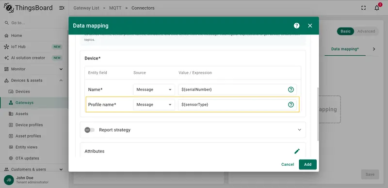 Configure Profile name from Message