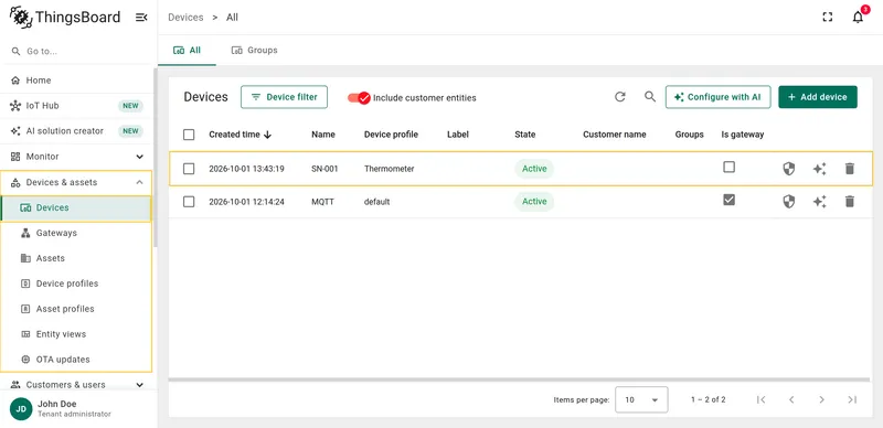Device name and profile set correctly