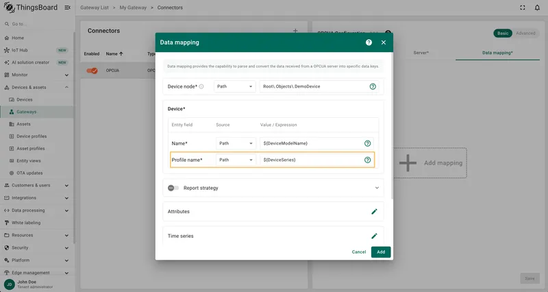 Enter relative path for device profile