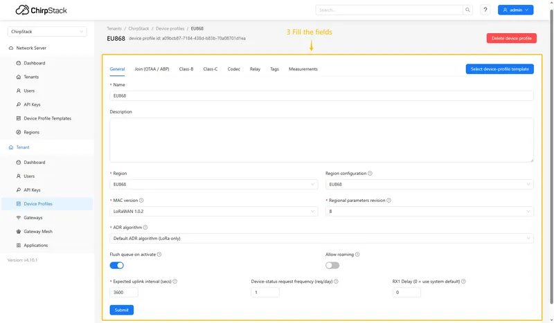 Fill in the required fields.