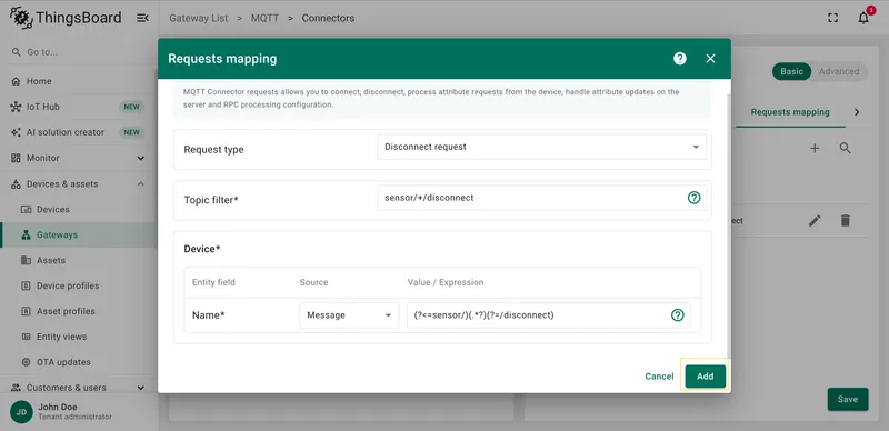 Save disconnect request changes