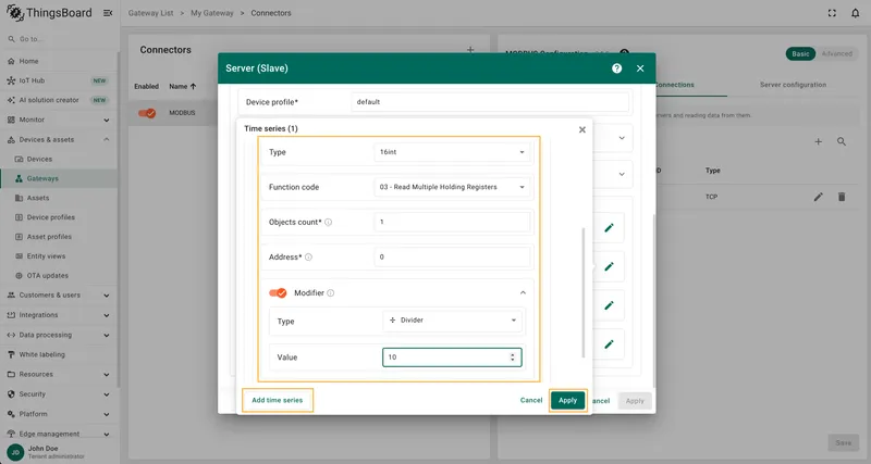Click on the Add attribute or Add telemetry button