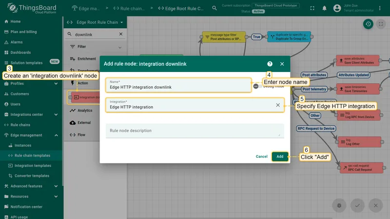 Add integration downlink node pointing to the HTTP integration