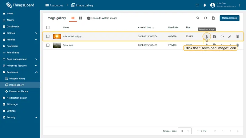 Download from list view