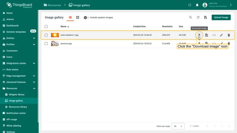 Download from list view