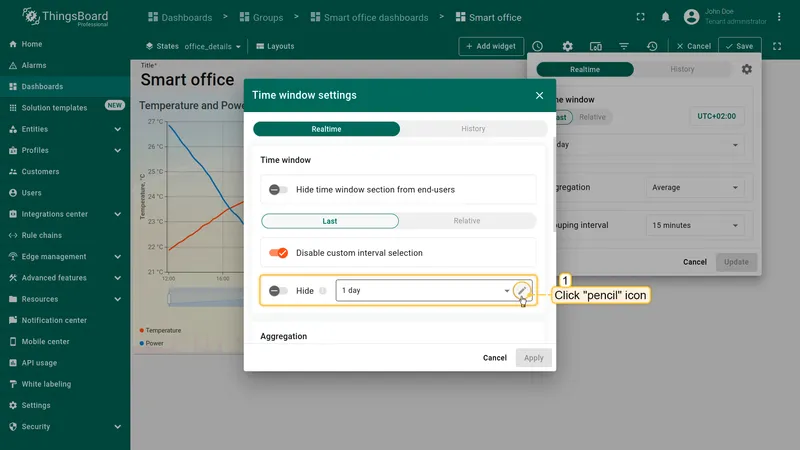 Open interval list editor