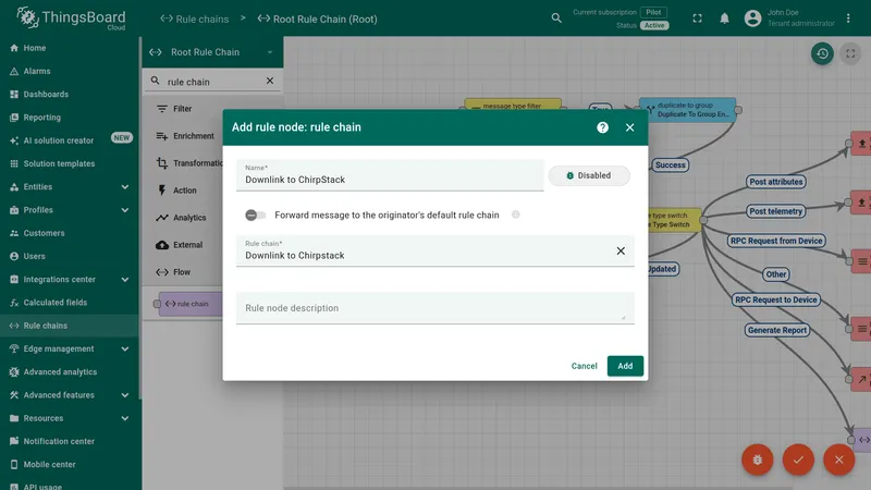 Configure rule chain node