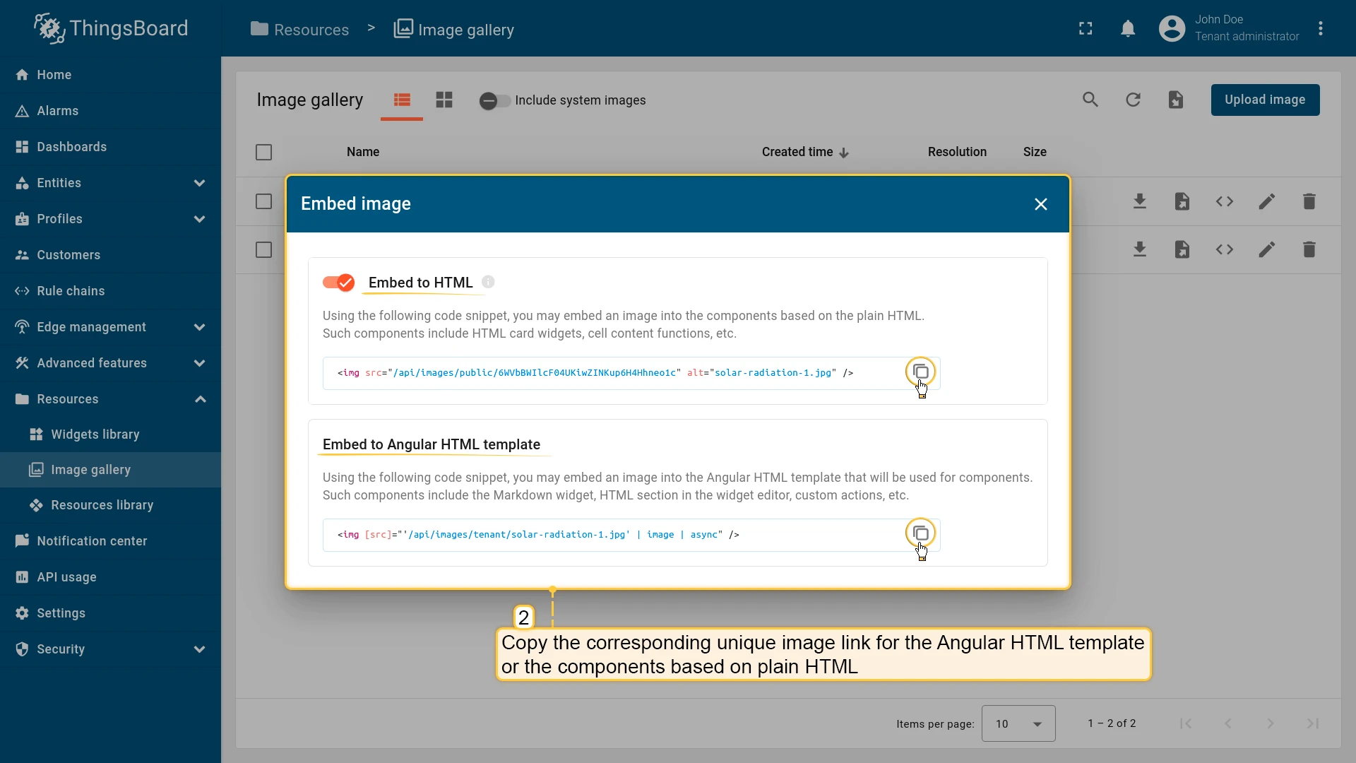 Copy embed code snippet
