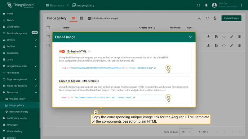Copy embed code snippet