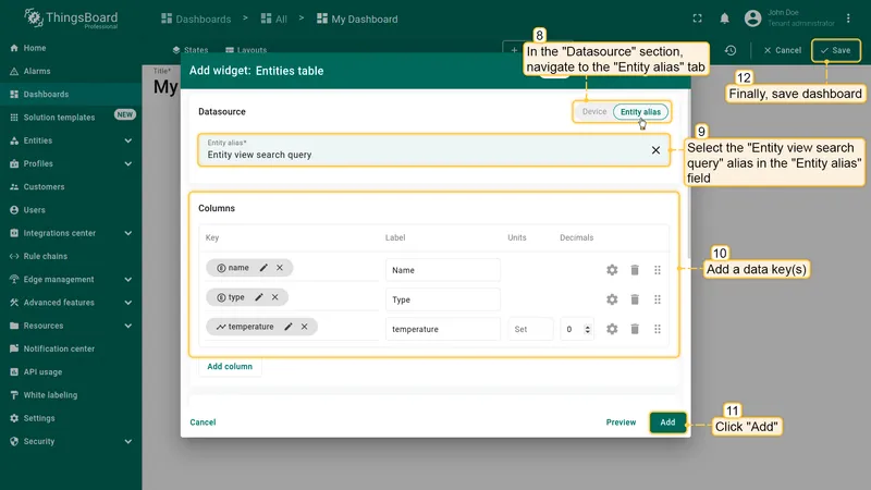 Entity view search configured