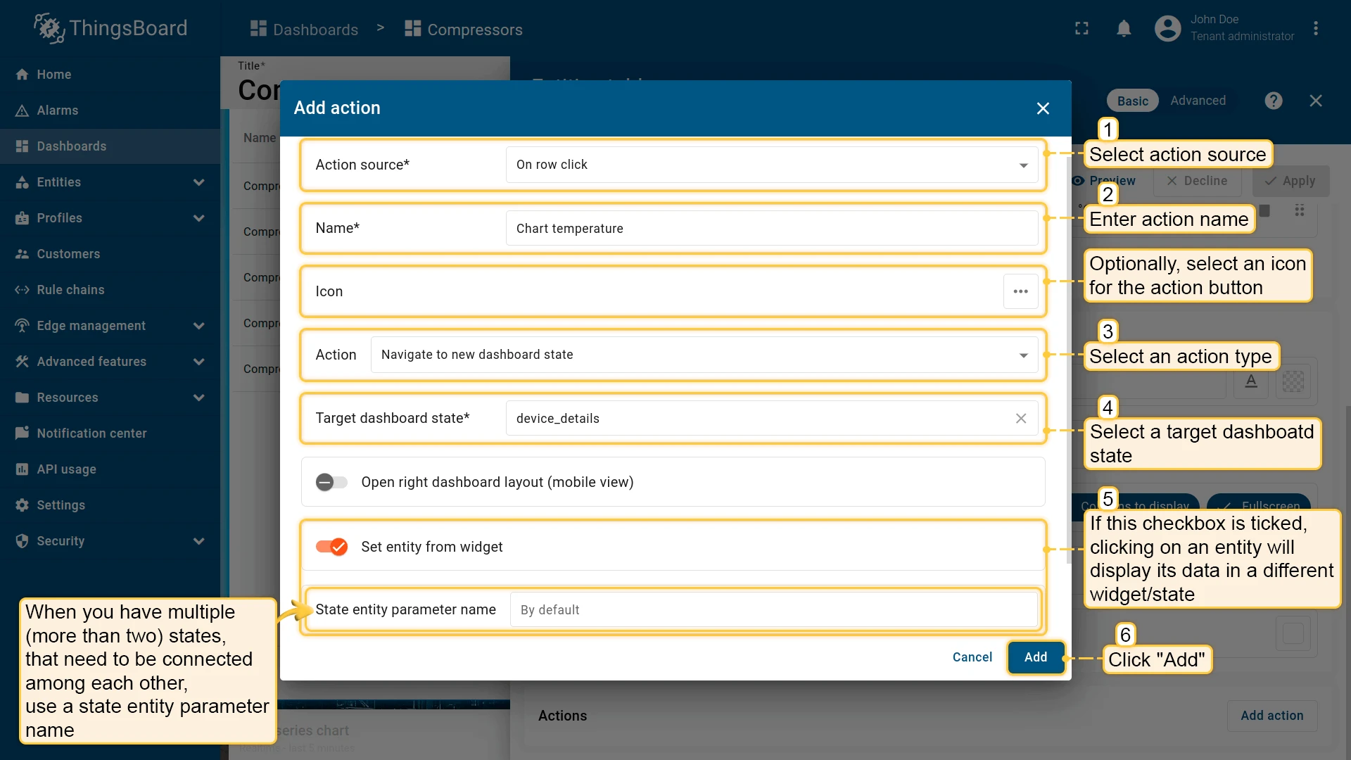 Set entity from widget