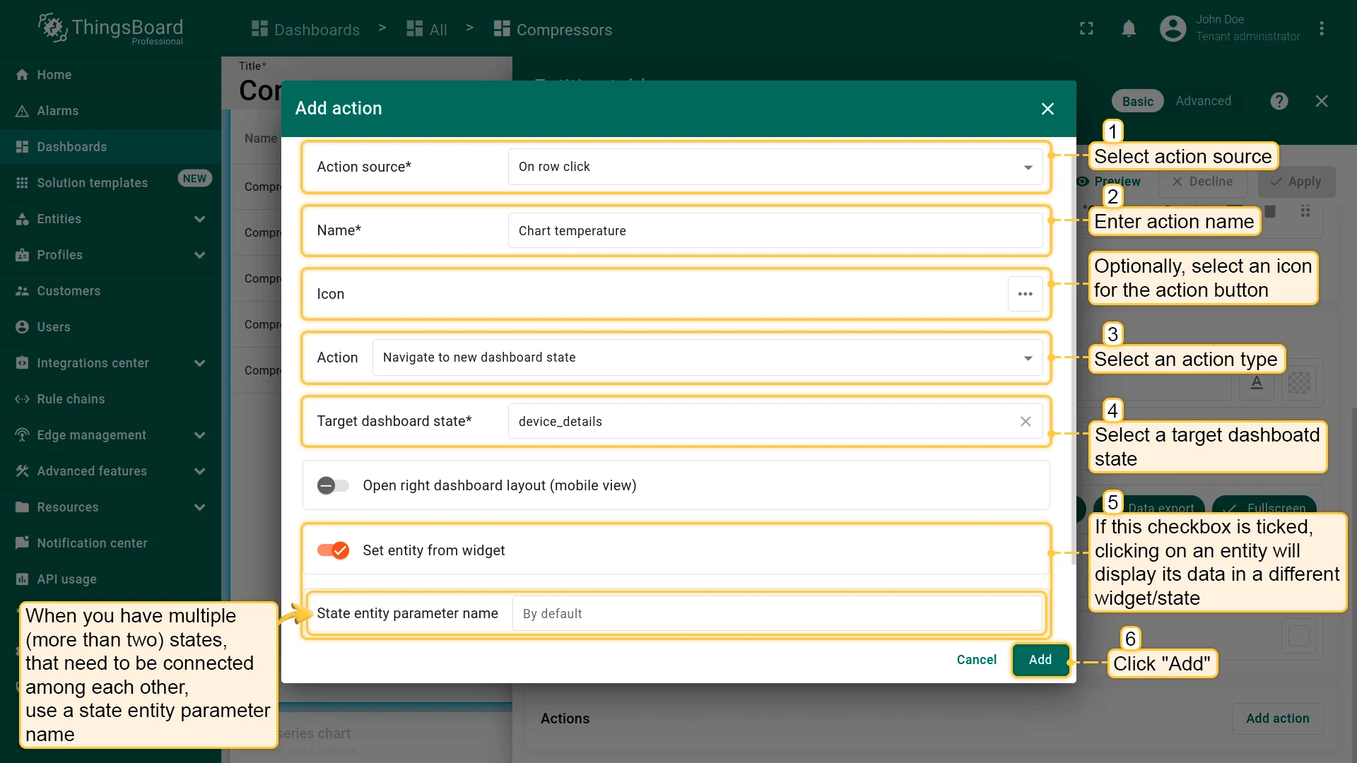 Set entity from widget