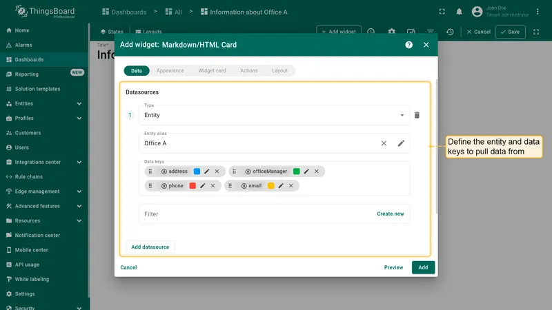 Configure datasource