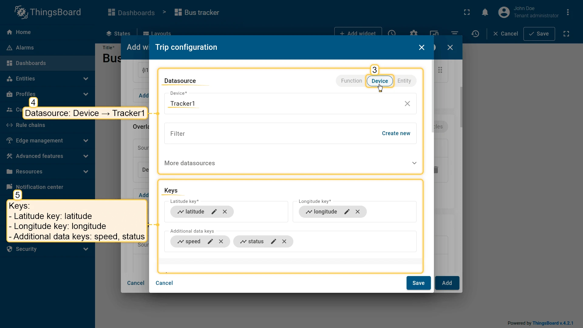 Datasource and keys configuration
