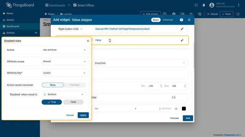 Behavior section fully configured