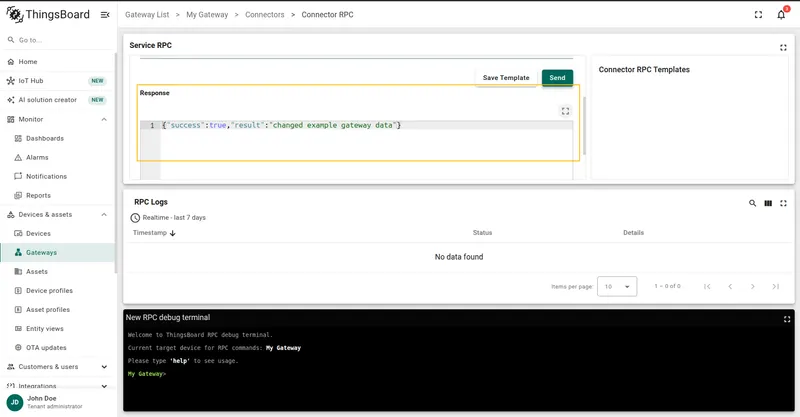 RPC response confirming the write succeeded