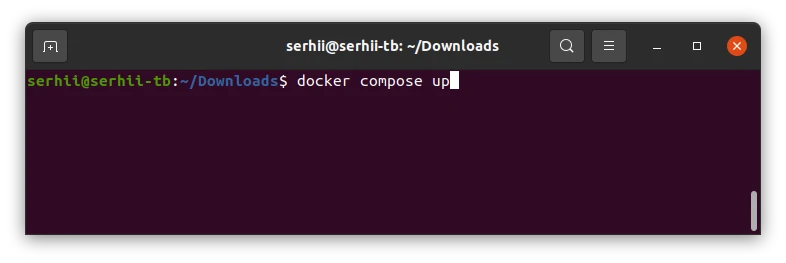 Terminal showing docker compose up output with gateway starting