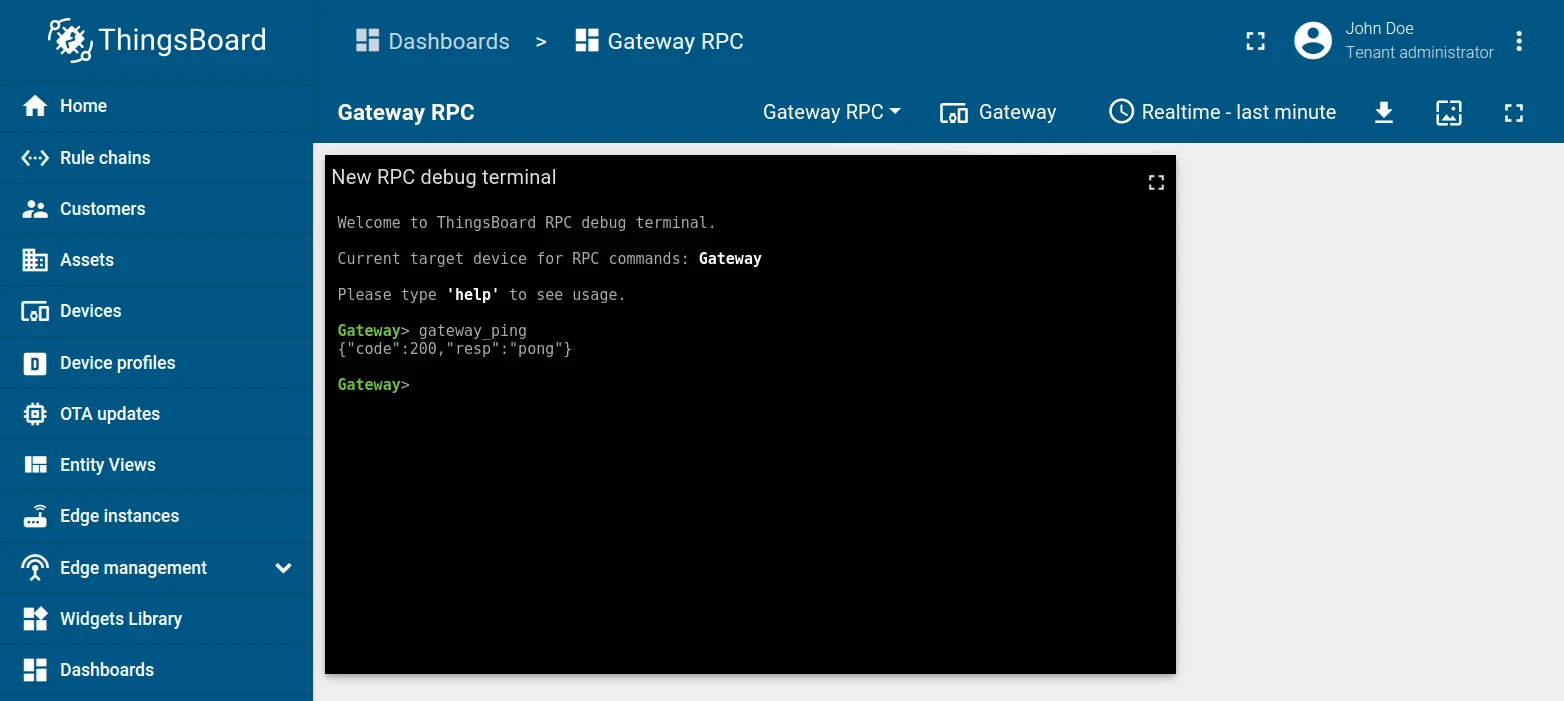 RPC debug terminal showing gateway_ping response with pong